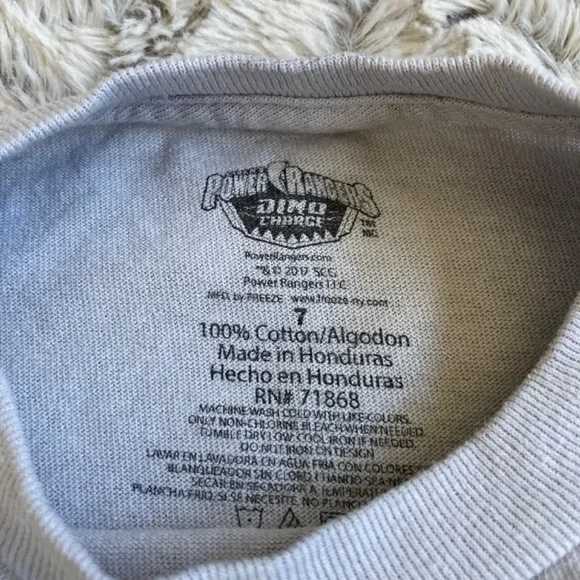 Boys Power Rangers Dino Charge Gray T Shirt Sz 7 - Picture 2 of 3